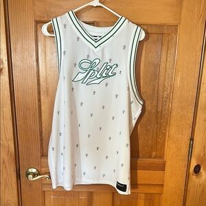 Split White and Green Sleeveless Jersey